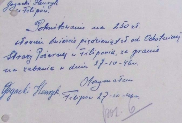 1946_rachunek za granie na zabawie